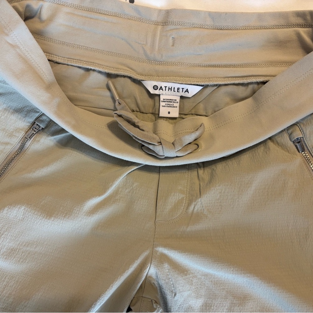 Athleta Tan Track Pants with Zipper Pocket - Picture 3 of 5